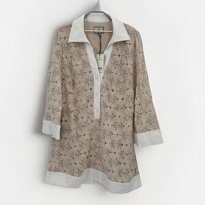 Tuckernuck Tan Crochet Collier Dress sz XXL 2XL Collared Mini A-Line Shift NWT